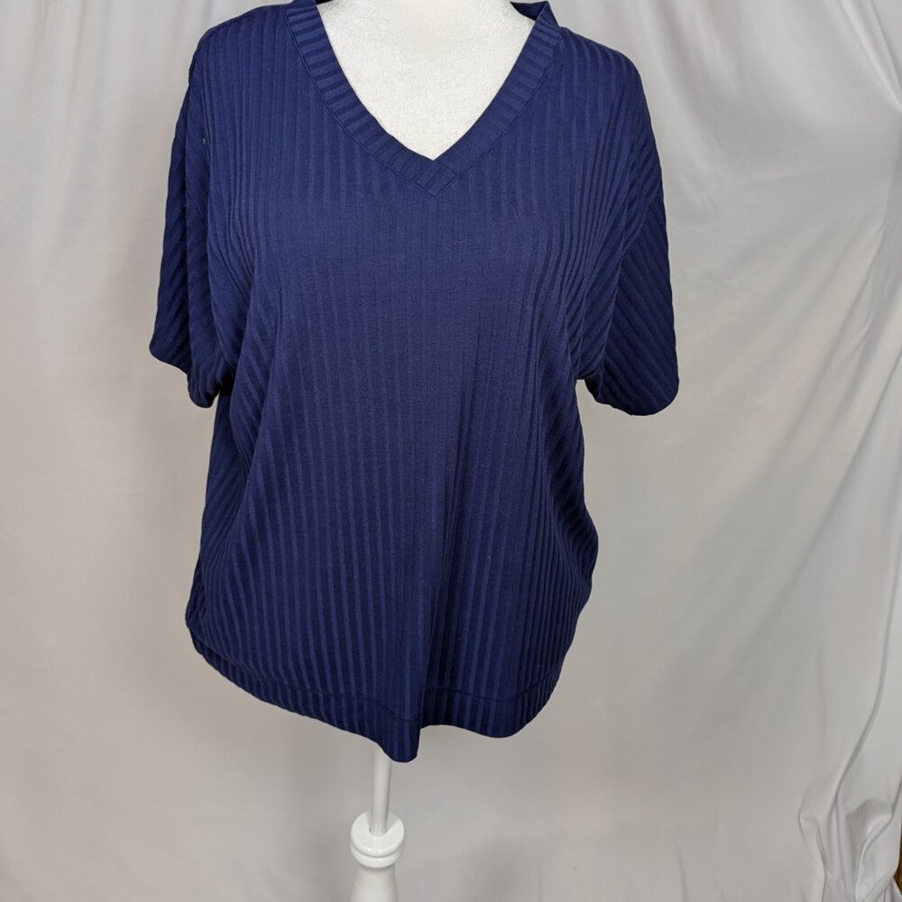 Navy Ribbed Knit Top ATHENTICO FORENZA L